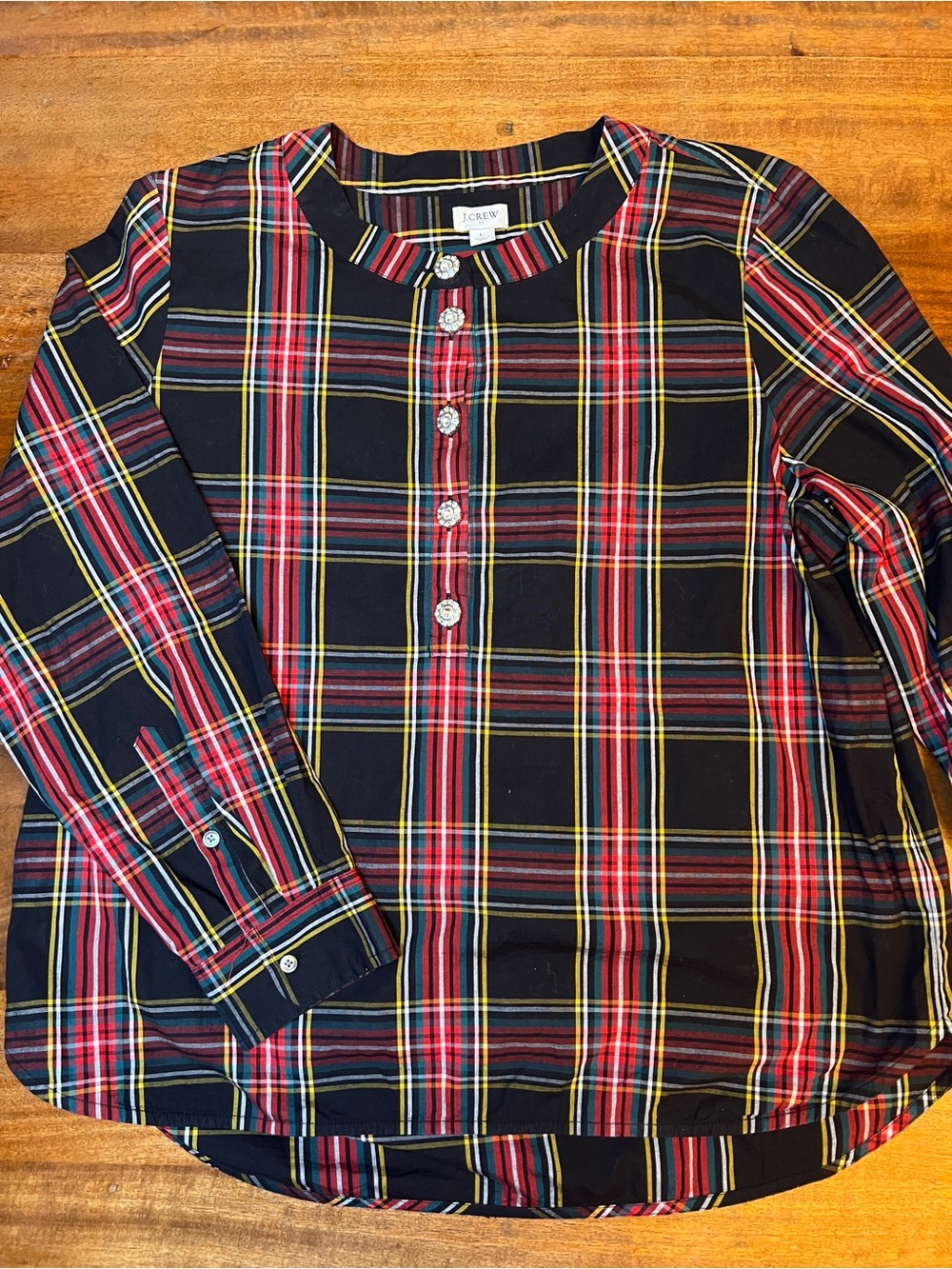 J.CREW Women’s Tartan Plaid Button-Up Shirt Large Long Sleeve